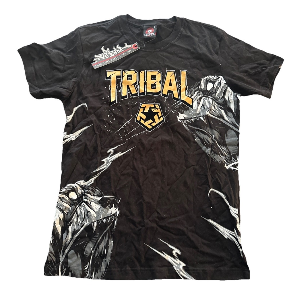 NWT Vintage Tribal Gear Y2K Graffiti Graphic T Shirt Men's Size Large Rare